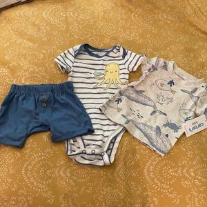 NWT Carter’s 6 Month Baby Ocean Themed Summer Set Onesie T Shirt and Shorts